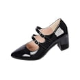 thumbnail image 1 of Xfvqtps Womens Pointed Toe Pumps Block Heel Mary Janes Glossy Patent Leather Dress Shoes with Buckle Strap Comfortable Office Heels for Work, 1 of 9