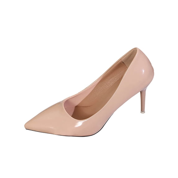 Xfvqtps Womens Pointed Toe Pumps Patent Leather Slender Heel Elegant Dress Shoes for Work Wedding Party Comfortable Heels