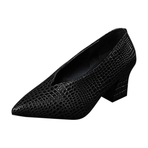 Xfvqtps Womens Pointed Toe Pumps with Block Heel Slip On Work Pumps Faux Suede Dress Shoes Low Heel Closed Toe Shoes for Office and Casual Outfits