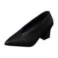 thumbnail image 1 of Xfvqtps Womens Pointed Toe Pumps with Block Heel Slip On Work Pumps Faux Suede Dress Shoes Low Heel Closed Toe Shoes for Office and Casual Outfits, 1 of 7