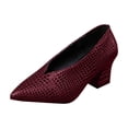 thumbnail image 1 of Xfvqtps Womens Pointed Toe Pumps with Block Heel Slip On Work Pumps Faux Suede Dress Shoes Low Heel Closed Toe Shoes for Office and Casual Outfits, 1 of 8