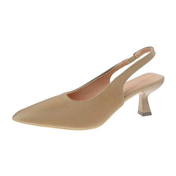 Xfvqtps Womens Pointed Toe Slingback Heels Block Heel Dress Shoes Comfortable Mid Heel for Work Wedding Party