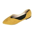 thumbnail image 1 of Xfvqtps Womens Pointed Toe Suede Flats Slip on Comfortable Casual Shoes for All Year Round Everyday Wear Yellow, 1 of 8