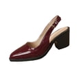 thumbnail image 1 of Xfvqtps Womens Pumps Pointed Toe Slingback Heels Patent Leather Block Heel Comfortable Cushioned Insole Plus Size Dress Shoes, 1 of 9