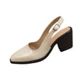thumbnail image 1 of Xfvqtps Womens Pumps Pointed Toe Slingback Heels Patent Leather Block Heel Comfortable Cushioned Insole Plus Size Dress Shoes, 1 of 9