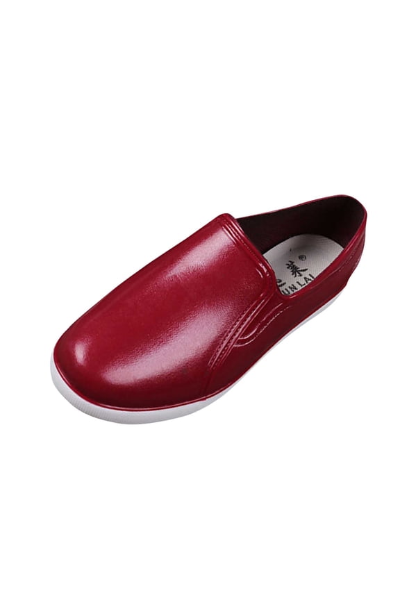 Womens Rain Shoes Slip on Flat Casual Shallow Mouth Waterproof Outdoor Garden Spring Summer Lightweight PVC Work Shoes
