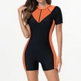 thumbnail image 1 of Xfvqtps Womens Rash Guard Bathing Suit Zip up Short Sleeve Color Block Athletic One Piece Swimsuits Modest Surfing Swimwear Orange, 1 of 6
