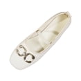 thumbnail image 1 of Xfvqtps Womens Rhinestone Buckle Flats Square Toe Textured Upper Padded Insole Casual Fashion Shoes for Leisure Wear Beige, 1 of 9