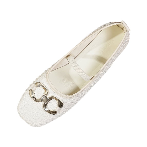 Xfvqtps Womens Rhinestone Buckle Flats Square Toe Textured Upper Padded Insole Casual Fashion Shoes for Leisure Wear Beige