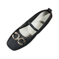 thumbnail image 1 of Xfvqtps Womens Rhinestone Buckle Flats Square Toe Textured Upper Padded Insole Casual Fashion Shoes for Leisure Wear Black, 1 of 9