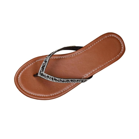 Xfvqtps Womens Rhinestone Flip Flops Flat Sandals Sparkly Summer Shoes Beach Slides Comfortable Casual Wear Outdoor Spring Summer Fashion Footwear