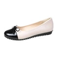 thumbnail image 1 of Xfvqtps Womens Round Toe Loafer Shoe with Glossy Bow Flat Casual Comfortable Slip on Everyday Shoes Beige, 1 of 9