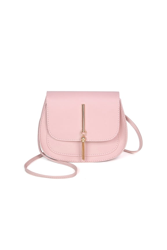 Womens Saddle Bag Organize Mobile Phones Metal Tassel Solid Color Simplicity Fashion Lightweight Portable Commuting Leather Touch Screen Phone Bag Pink