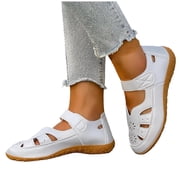 Xfvqtps Womens Sandals Casual Closed Toe Hollow out Breathable Slip on Flat Comfortable Shoes for Spring Summer Walking Outdoor