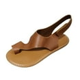 thumbnail image 1 of Xfvqtps Womens Sandals Flat Ring Clip Toe Slingback Hook and Loop Strap Solid Color Simple Non Slip Breathable Casual Fashion Summer Beach Leather Sandals Brown, 1 of 7