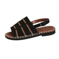 thumbnail image 1 of Xfvqtps Womens Sandals Flat Slingback Buckle Strap Peep Toe Weaving Straps Non Slip Comfortable Breathable Summer Sandals Black, 1 of 9