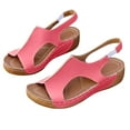 thumbnail image 1 of Xfvqtps Womens Sandals Large Size Hollow out Peep Toe Solid Color Elastic Band Soft Sole Comfortable Non-Slip Vacation Beach Summer Wedge Shoes Pink, 1 of 8