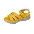 thumbnail image 1 of Xfvqtps Womens Sandals Hook and Loop Strap Open Toe Thick Soft Sole Non Slip Comfortable Breathable Summer Wedge Sandals Yellow, 1 of 7