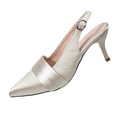 thumbnail image 1 of Xfvqtps Womens Satin Pointed Toe Slingback Pumps Heels for Work Office Evening Formal Dress Elegant Slender Heel Adjustable Strap, 1 of 9
