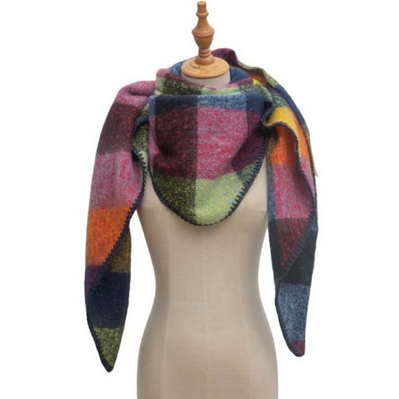 Xfvqtps Womens Scarf Double-Sided Plaid Multicolored Christmas Gift Elegant Soft Comfortable Thickened Triangle Warm Winter Pashmina Shawls and Wraps Black