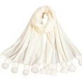 thumbnail image 1 of Xfvqtps Womens Scarf Long Knitting Solid Color Simplicity Pompom Tassels Fashion Elegant Windproof Coldproof Soft Comfortable Warm Fall Winter Scarves White, 1 of 4