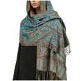 thumbnail image 1 of Xfvqtps Womens Scarf Long Tassel Pashmina Ethnic Style Decorative Pattern Windproof Coldproof Soft Comfortable Warm Fall Winter Blanket Shawls and Wraps Brown, 1 of 3