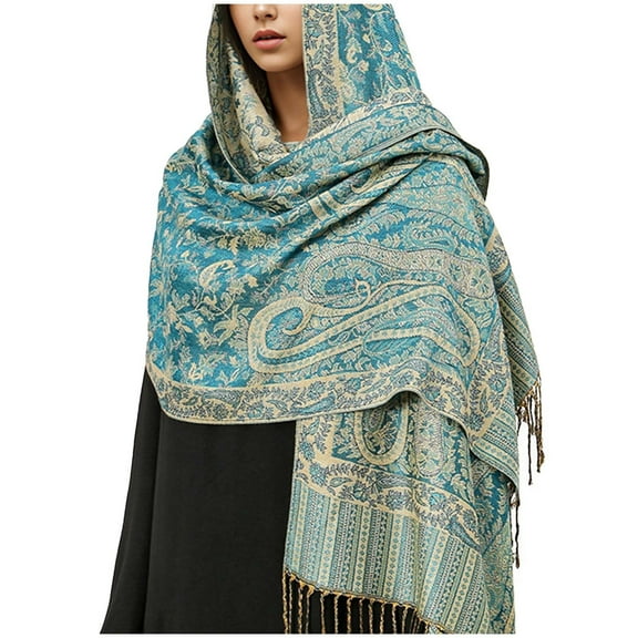Xfvqtps Womens Scarf Long Tassel Pashmina Ethnic Style Decorative Pattern Windproof Coldproof Soft Comfortable Warm Fall Winter Blanket Shawls and Wraps Yellow