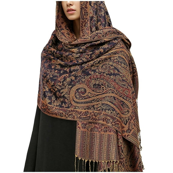 Xfvqtps Womens Scarf Long Tassel Pashmina Ethnic Style Decorative Pattern Windproof Coldproof Soft Comfortable Warm Fall Winter Blanket Shawls and Wraps Green
