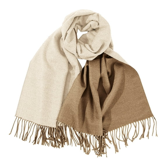 Xfvqtps Womens Scarf Tassels Color Blocking Double-Sided Christmas Gift Elegant Comfortable Thickened Warm Winter Evening Dresses Pashmina Shawls and Wraps Coffee-01