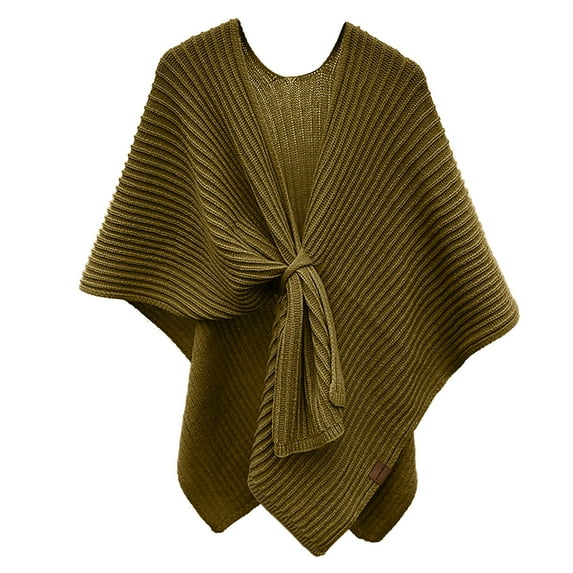 Xfvqtps Womens Shawl Wrap with Hole Knitted Stripes Solid Color Simplicity Casual Travel Scarf Wrap Cape Fashion Shoulder Tops Fall Winter Shawl Green