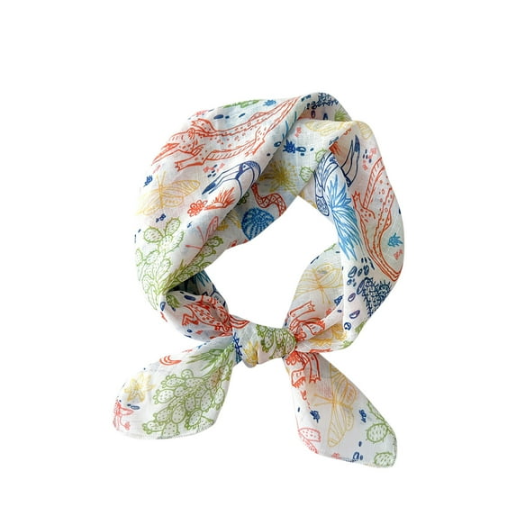 Xfvqtps Womens Silk Scarf Flower Print Broken Flowers Lively Fashion Versatile Multi Functional Decorative Breathable Spring and Summer Cotton and Linen Headband Square Scarf Green