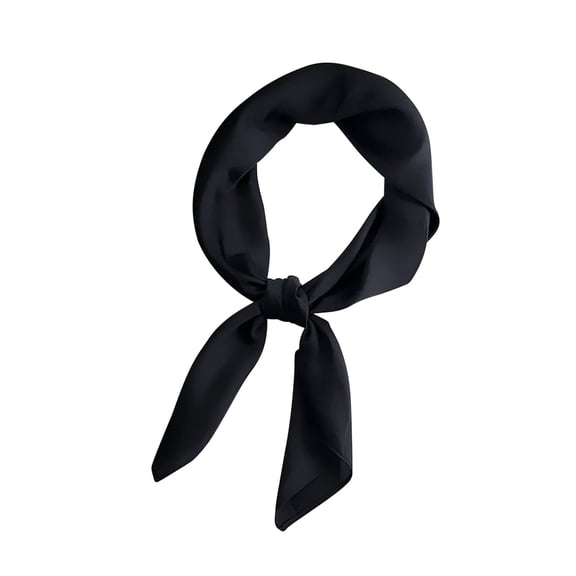 Xfvqtps Womens Silk Scarf Solid Color Elegant Professional Fashion Versatile Multi Functional Smooth Soft Breathable Spring and Summer Square Scarf Black