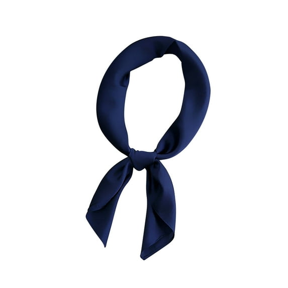 Xfvqtps Womens Silk Scarf Solid Color Elegant Professional Fashion Versatile Multi Functional Smooth Soft Breathable Spring and Summer Square Scarf Navy