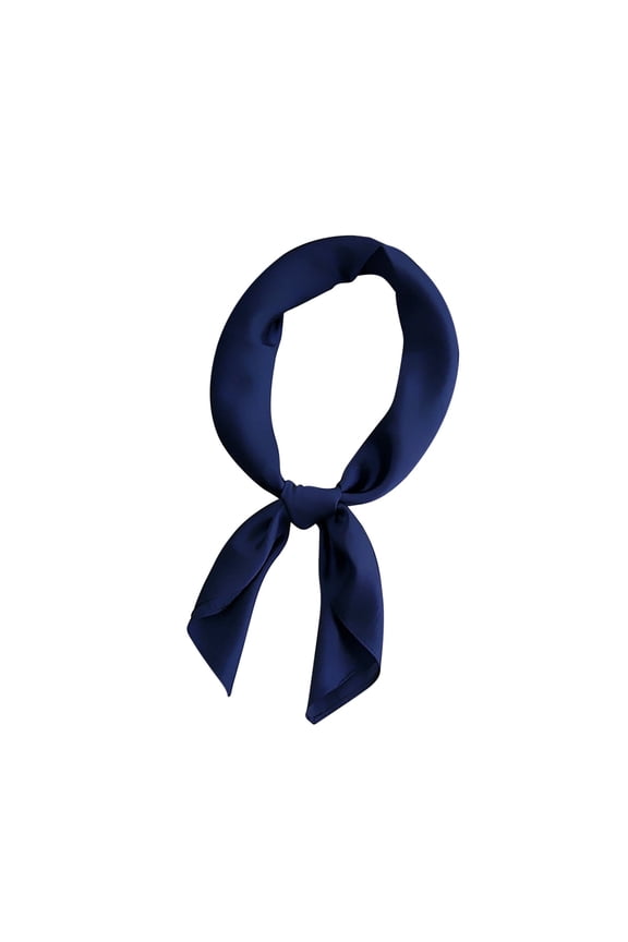 Womens Silk Scarf Solid Color Elegant Professional Fashion Versatile Multi Functional Smooth Soft Breathable Spring and Summer Square Scarf Navy