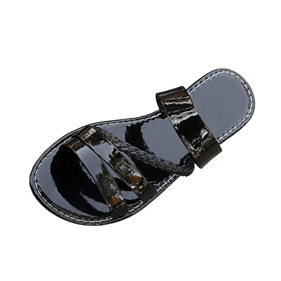 Xfvqtps Womens Slide Flat Sandals Woven Straps Open Toe Casual Slip on Comfortable Beach Summer Shoes