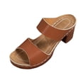 thumbnail image 1 of Xfvqtps Womens Slide Sandals Block Heel Open Toe Slip on Sandals with Double Strap for Casual Office Summer Wear, 1 of 9