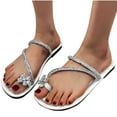 thumbnail image 1 of Xfvqtps Womens Slide Sandals Flat Toe Ring Rhinestone Straps Soft Sole Non Slip Casual Beach Sandals White, 1 of 6