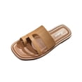 thumbnail image 1 of Xfvqtps Womens Slide Sandals Flat Toe Ring Square Toe Soft Sole Non Slip Casual Beach Sandals Brown, 1 of 6
