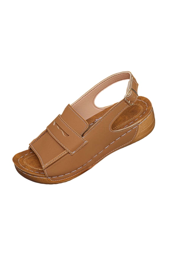 Womens Slingback Wedge Sandals Open Toe Shoes Adjustable Buckle Strap Everyday Wear Casual Walking Shoes