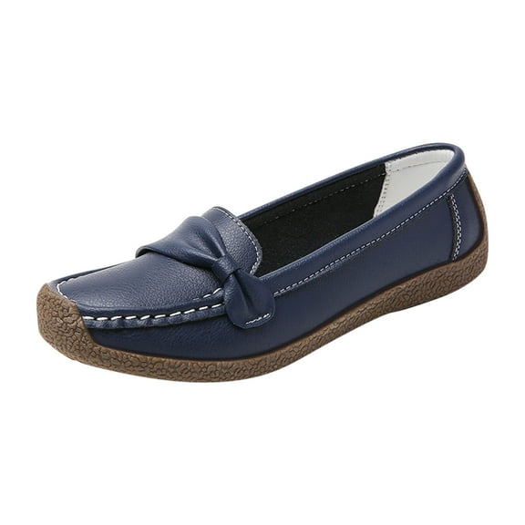 Xfvqtps Womens Slip on Loafers Comfortable Breathable Flat Shoes for Women with Cushioned Insole Casual Closed Toe Shoes Dark Blue