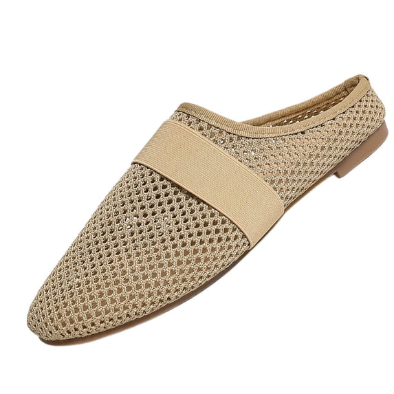 Xfvqtps Womens Slip on Mules Knit Mesh Closed Toe Breathable Casual Shoes Indoor Outdoor Slide Sandals for Spring and Summer