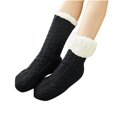 thumbnail image 1 of Xfvqtps Womens Slipper Socks with Grippy Plush Lining Plush Edge Thick Snow Socks Carpet Socks Solid Color Comfortable Soft Warm Winter Fuzzy Socks Black, 1 of 5