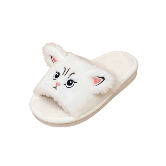 Xfvqtps Womens Slippers Open Toe Cute Cat Soft Sole Indoor Outdoor Casual Slide Fall Winter Cozy Comfort