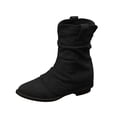 thumbnail image 1 of Xfvqtps Womens Slouchy Boots Mid Calf Winter Fashion Vintage Pull on Boots Pointed Toe Low Block Heel Comfortable Casual Stacked Black, 1 of 8