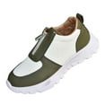 thumbnail image 1 of Xfvqtps Womens Sneakers Front Zipper Casual Shoes Breathable Perforated Panels Cushioned Sole Lightweight Walking Shoes Fashion Athletic Footwear Army Green, 1 of 6