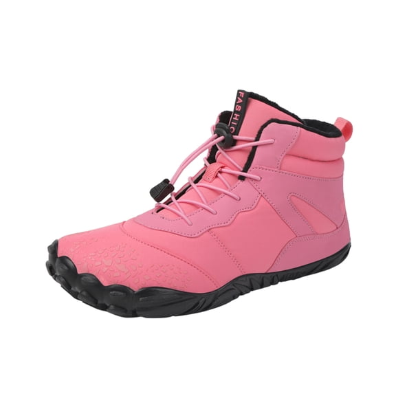 Xfvqtps Womens Sneakers Plush Fleece Line Lace Up High Top Non Slip Waterproof Climbing Oxford Cloth Shoes Fall Winter Snow Warmth Breathability Casual Cotton Couples Shoes Pink