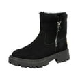 thumbnail image 1 of Xfvqtps Womens Snow Boots Large Size Plush Fleece Line Suede Upper Zipper Up Chunky Heel Non Slip Winter Chelsea Boots New Women Plush Shoes Warm Cotton Boots Black, 1 of 6