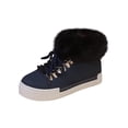 thumbnail image 1 of Xfvqtps Womens Snow Boots Plush Fleece Line Suede Upper Lace Up Thick Bottom Comfortable Non Slip Winter Ankle Boots Short Long Furred Flanged Plush Warm Boots Dark Blue, 1 of 1
