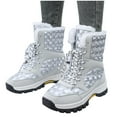 thumbnail image 1 of Xfvqtps Womens Snow Boots Plush Fleece Lining Lace up Camouflage Waterproof Climbing Travel Outdoor Non Slip Thickened Warm Winter Skiing Cold Resistance Boots Ankle Boots Silver, 1 of 7