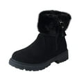 thumbnail image 1 of Xfvqtps Womens Snow Boots Zipper Up Plush Fleece Line Suede Upper Chunky Heel Solid Color Non Slip Winter Ankle Boots Round Toe Zipper Short Tube Plus Velvet Casual Student Cotton Shoes Black, 1 of 1
